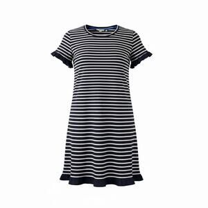 BODEN WOMENS JERSEY STRIPE DRESS - SIZE 16L - BLUE AND WHITE EMILY STRIPE
